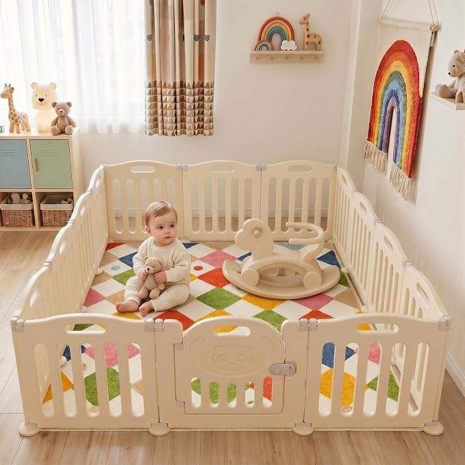 jinchan Macy Area Rug for Kids Room 5'x5' Square Rug Modern Colorful Nursery - Image 3