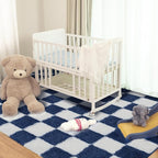 Super Soft Rug for Bedroom, 4x6 ft Blue and White Area Rug Classic Checkered - Image 6