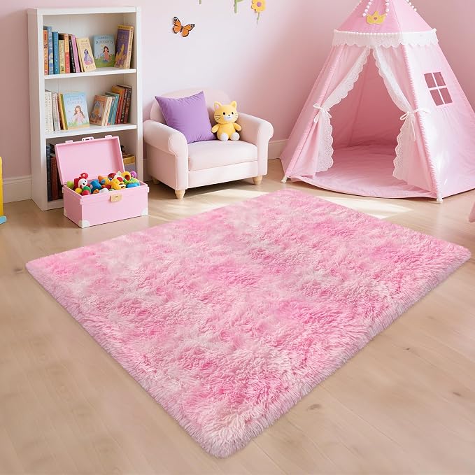 3x5 Fluffy Pink Rugs for Bedroom Girls, Soft Pink Fuzzy Rug for Girls Kids Baby - Image 3