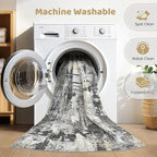 7x9 Area Rug Living Room: Washable Large Abstract Modern Soft Rug Stain - Image 2
