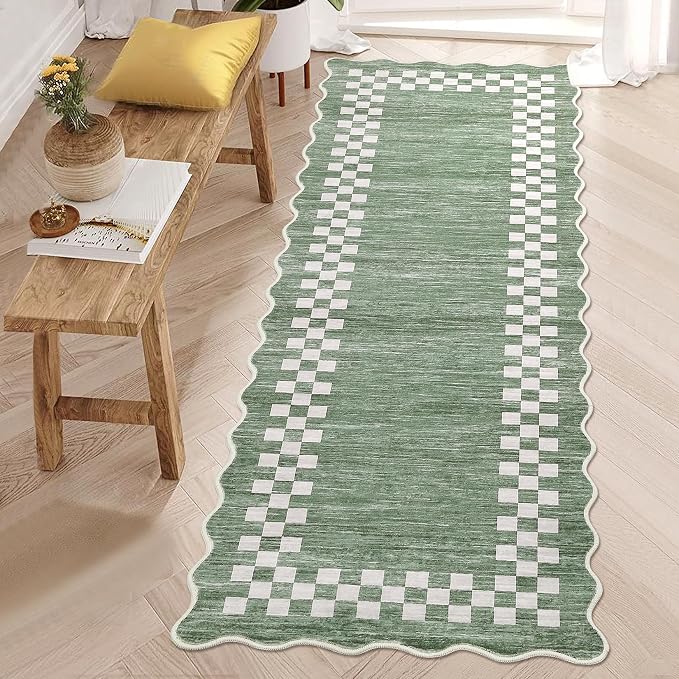 Washable Runner Rug 2x10 Modern Bordered Hallway Runner Rug Non Slip Kitchen - Image 5