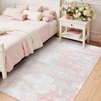Latte&Fog 3x5 Entryway Pink Area Rugs, Modern Abstract Washable Rugs - Image 4