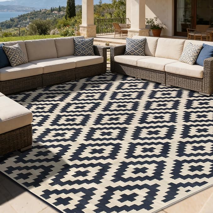 SAND MINE Reversible Mats, Plastic Straw Rug, Modern Area Rug, Large Floor Mat by SANDMIND