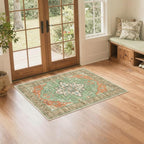 Washable 2x3 Entry Rug, Floral Vintage Design Area Rug, Non Slip Laundry Room by BGASZMakeYourHomeMoreCozy