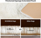 KICHOWUA Thick Area Rug 5x7 Cream White Fluffy Shag - Image 2