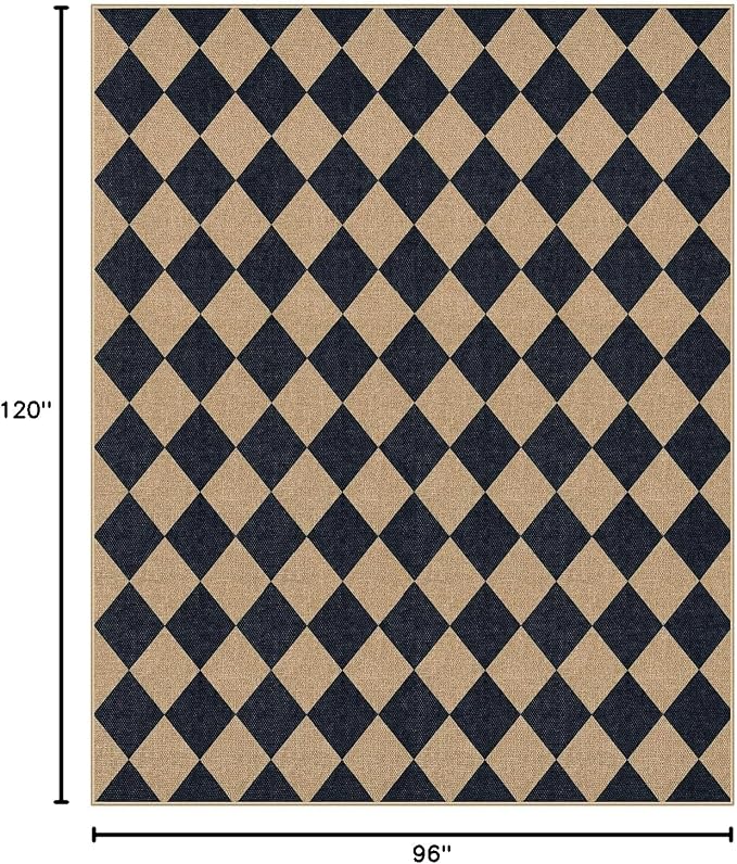 Lahome Colette Checkered Easy Jute Area Rug 8x10, Large Living Room Patio Rug - Image 2