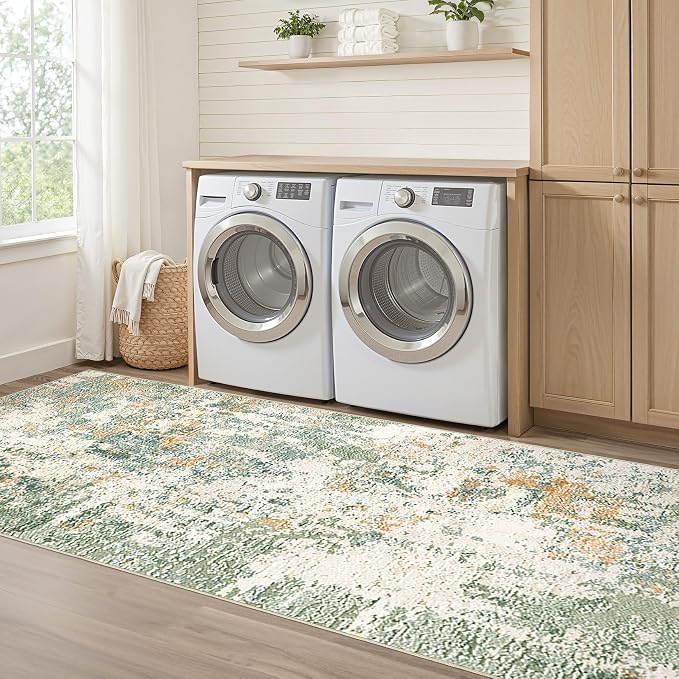 Runner Rug Kitchen Washable Rugs: 3x10 Non-Slip Abstract Soft Modern Stain - Image 7