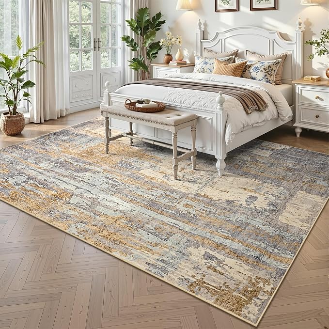 Toneed Abstract Area Rug Modern Washable Rug Soft Non Slip Rug Low Pile - Image 2