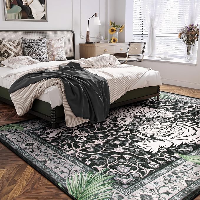 Moynesa Tiger 8x10 Area Rug, Washable Boho Rugs - Image 8