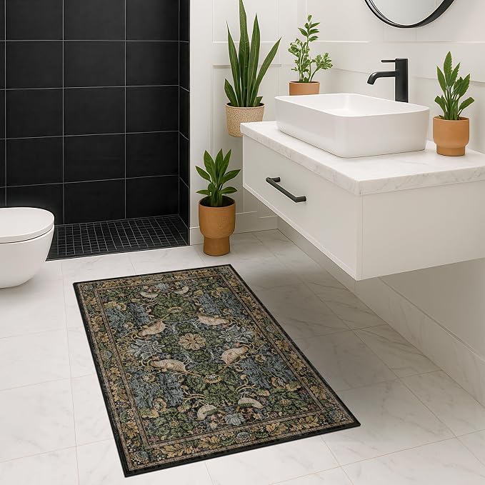 Hazo Haus Washable Dark Vintage Floral Rugs - Image 8