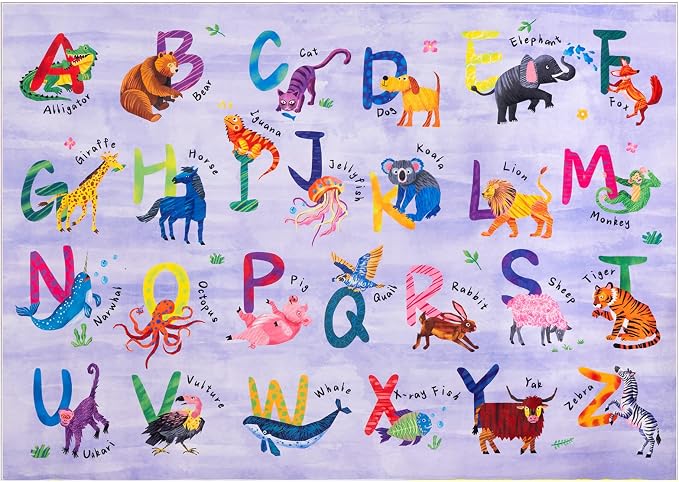 6x9 ABC Classroom Rug for Kids Playroom, Alphabet Rug - Image 4