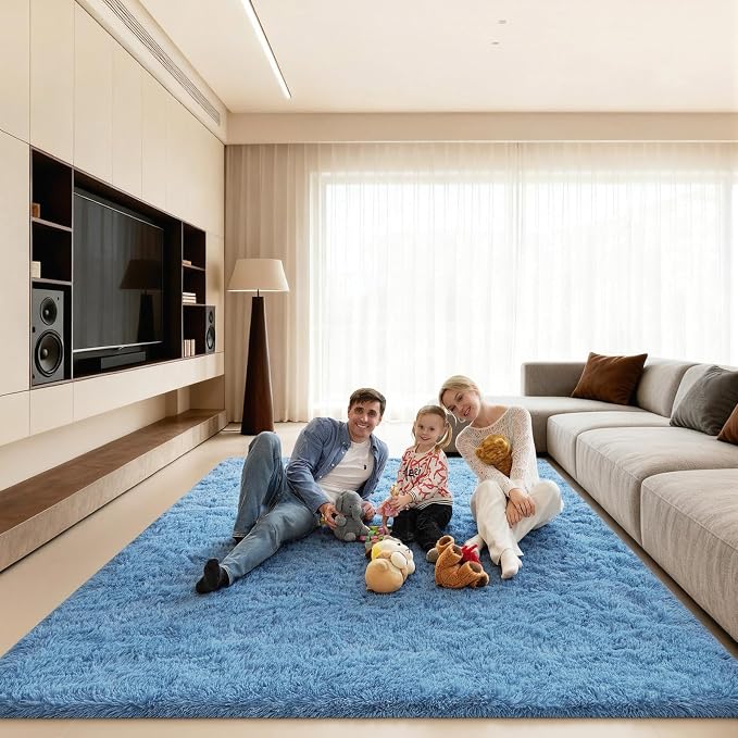 8x10 Area Rugs for Living Room, Large Fluffy Blue Rugs for Bedroom, Fuzzy Shag - Image 6