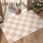 GarveeHome Checkered Blush Beige Neutral Small 2x3 Washable Rug Door Mat by GarveeHome