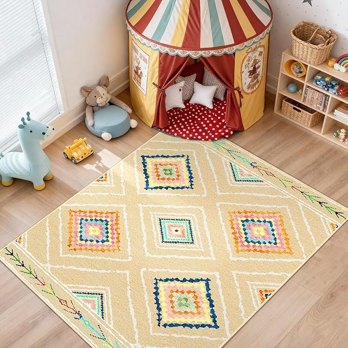BESTSWEETIE Area Rug 6x9 Rug Machine Washable Non-Slip Low Pile Print Pattern - Image 2
