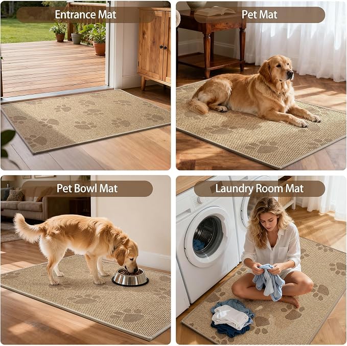 YDKGL Door Mat Indoor Entrance 17"x30", 0.16" Thin Paw Print Low Pile Doormat - Image 8