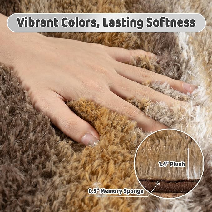 Shag Rugs for Living Room 5x7, Ultra Soft Abstract Brown Big Fuzzy Rugs for - Image 5