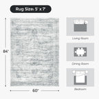 5x7 Washable Area Rugs for Living Room, Soft Faux Wool Carpets for Bedroom - Image 2