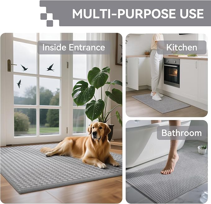 Front Door Mat 24''x35'', Absorbent Dirt Resist Washable Non Slip Low-Profile - Image 9