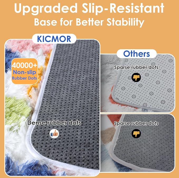 KICMOR Large 6x9 Area Rugs for Living Room, Fluffy Soft Colorful Checkered Shag - Image 4