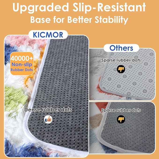 KICMOR Large Area Rugs 8x10 for Living Room, Fluffy Soft Rainbow Checkered Shag - Image 4