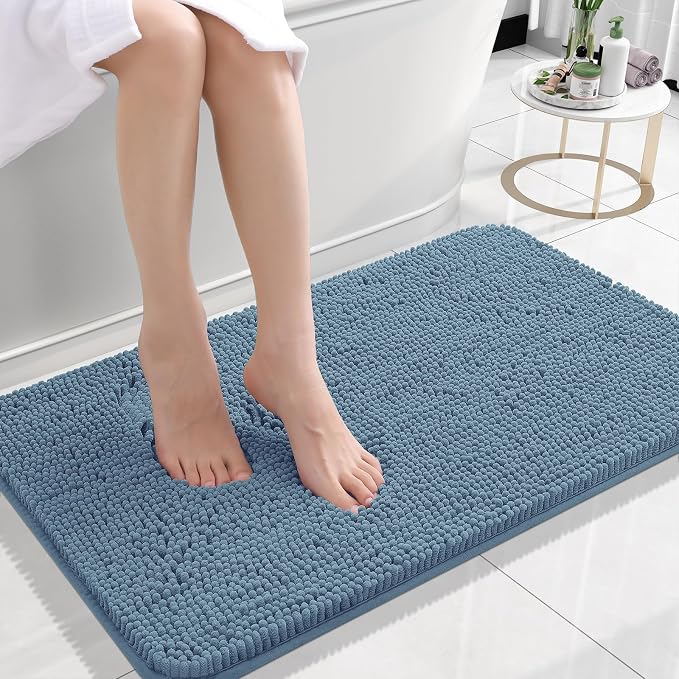OLANLY Small Bathroom Rugs 24x16, Extra Soft Absorbent Chenille Bath Rugs by OLANLY