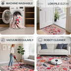 6x9 Area Rugs for Living Room Clearance Washable Boho Area Rug, Vintage Floral - Image 4
