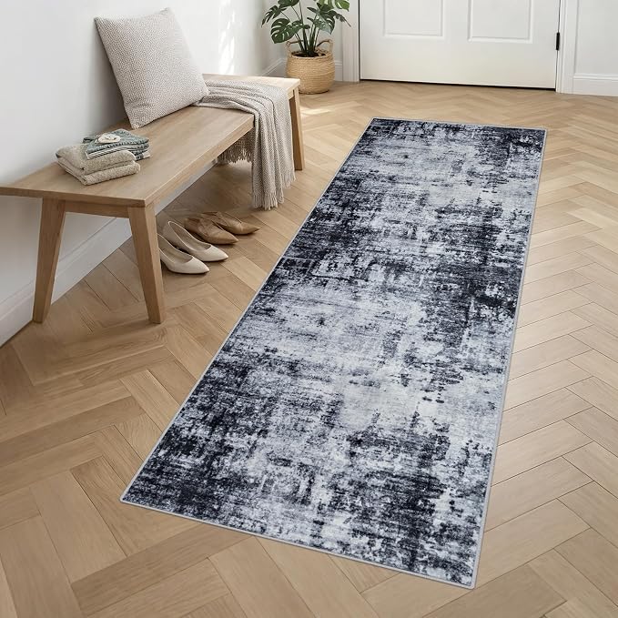 Washable Area Rug 3x10 Entryway Rug: Washable Modern Abstract Soft Thin Rug - Image 3