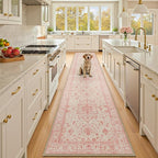 RELEANY Area Rugs Runner 2'x10' Washable Non-Slip, Floral Vintage Distress by RELEANY