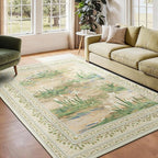 Lessymo Dining Room Rugs for Under Table, 6x9 Washable Floral Area Rug for - Image 2