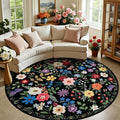 Round Area Rug for Living Room: 8 ft Floral Washable Circle Rug Soft Boho by PLHXFRSoftAreaRugs