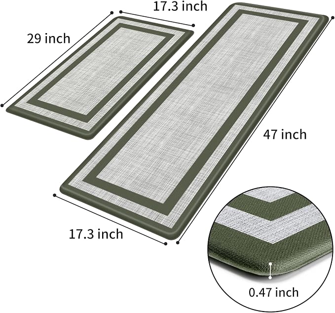 Mattitude Kitchen Mats Set of 2 Cushioned 0.47 inch Thick Rugs Non-Skid - Image 3