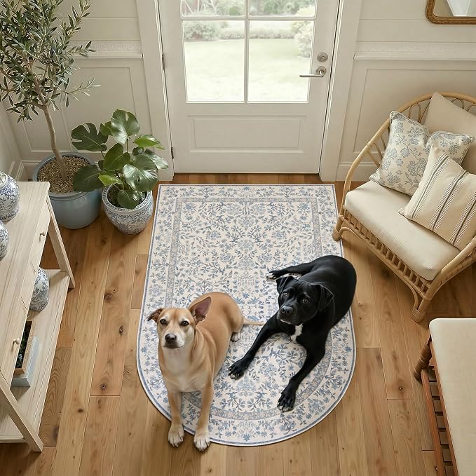 jinchan Zenith Blue Floral Area Rug - Image 9