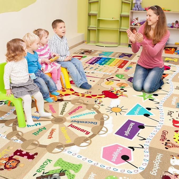 6x9 Playroom Rugs for Kids Washable, Educational and Fun Playmat - Image 7