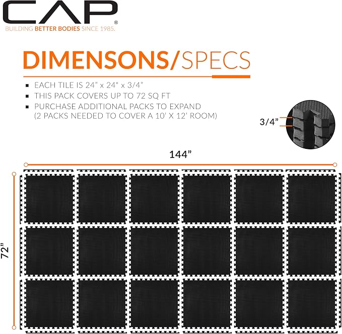 CAP Puzzle Exercise Mats | 3/4” Thick EVA Interlocking Foam Tiles - Image 4