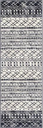 KUTA Moroccan Washable Runner Rug 2.6x8, Non-Slip Vintage Black Navy Blue Boho - Image 8