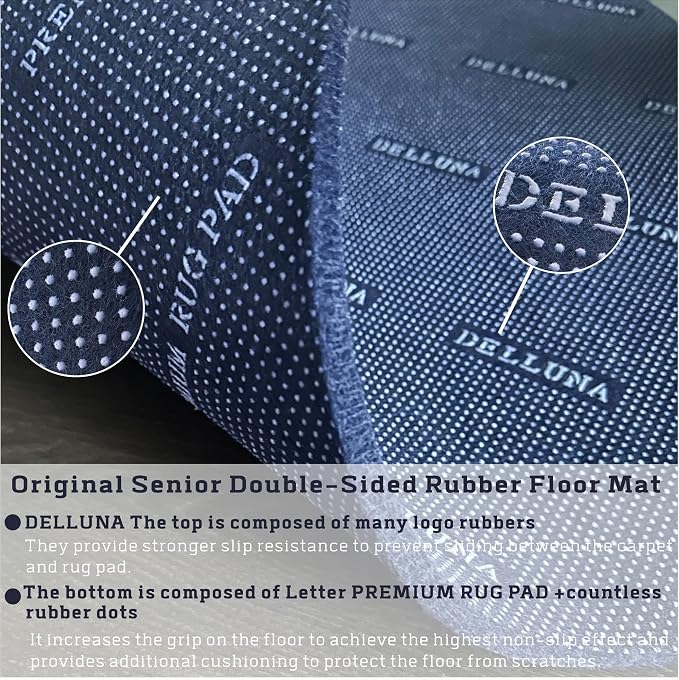 DELLUNA Non-Slip Area Rug Pad 2'x6', 3/8" Thick Double Side Rubber + Felt - Image 4
