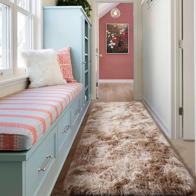 ONASAR Runner Rugs for Bedroom Living Room, Tie-Dyed Beige 2x6 Bedside Hallway - Image 5