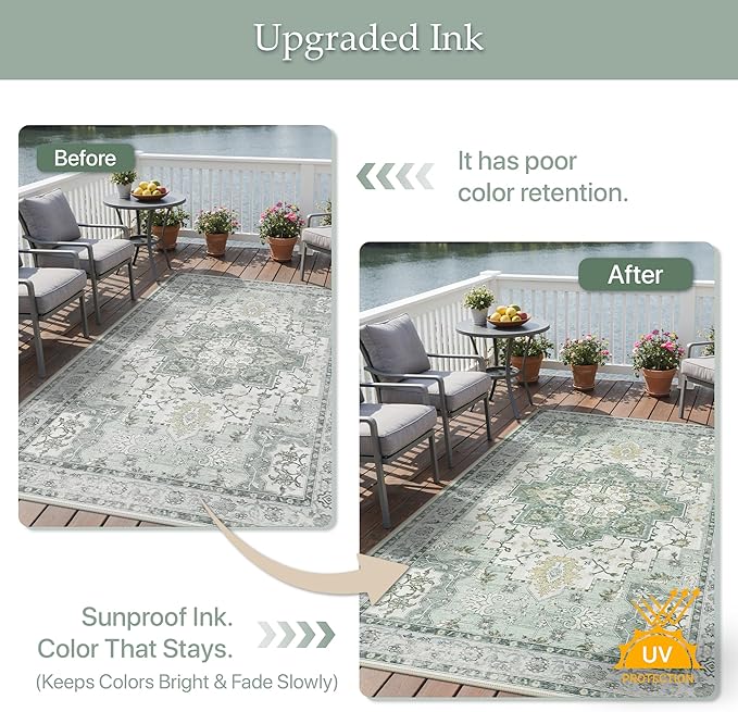 GENIMO Outdoor & Indoor Area Rug 8'x10', Waterproof, Non-Shedding, Easy Cleaning - Image 5