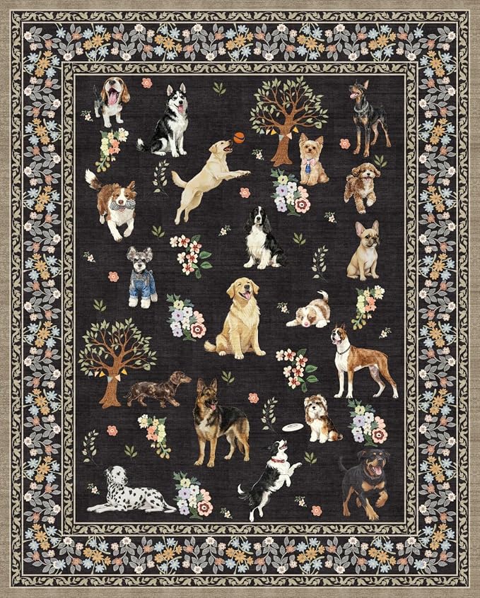 Black Living Room Rugs, Dogs Area Rugs 5x7 - Image 2
