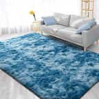 FlyDOIT Large Area Rugs for Living Room, 5x8 Feet Tie-Dyed Dark Blue Shaggy Rug - Image 8