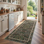 jinchan Zenith Floral Runner Rug 3x8 Washable Kitchen Runner Non-Slip Low-Pile by JINCHAN