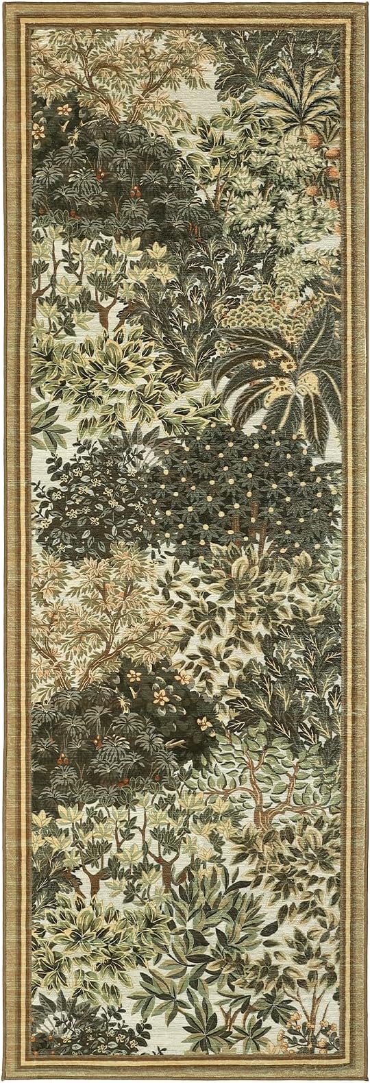 GarveeHome Forest Runner Rug, Botanical Low Pile Non Slip Stain Resistance - Image 4