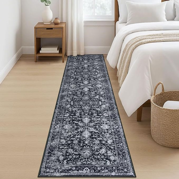 KILOCOCO Hallway Runner 2x8 Rug Runner Printed Vintage Floral Washable Kitchen - Image 3
