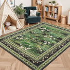 Lessymo Dark Green 5x7 Floral Rugs - Image 4