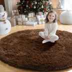 Amdrebio Dark Brown Rug 4Ft for Bedroom, Round Fluffy Shag Plush Area Rugs for - Image 4