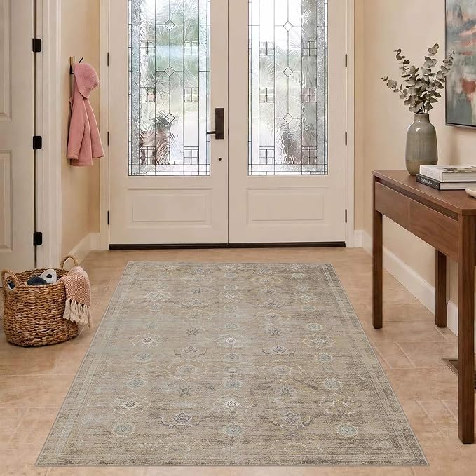 Rugxara 3x5 Rug for Entryway Bedroom, Vintage Retro Boho Throw Rug, Non Slip & - Image 4