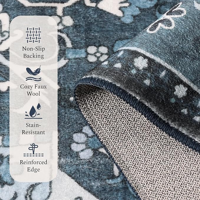 Rugflix 3x5 Area Rugs Machine Washable, Dark Navy Blue Carpet - Image 2