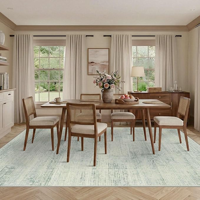 Latte&Fog 8x10 Area Rugs for Living Room Washeble Large Green Rugs Non Slip | - Image 4
