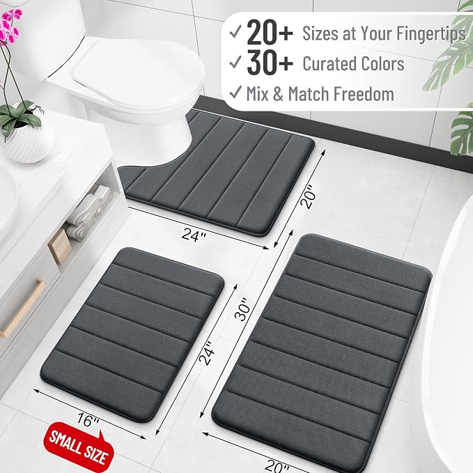 OLANLY Memory Foam Bath Mat 35x16, Super Soft Absorbent Bathroom Rugs, Quick Dry - Image 2