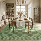GarveeHome Moss Green Checkered Rug 5×7 Area Rugs - Image 4
